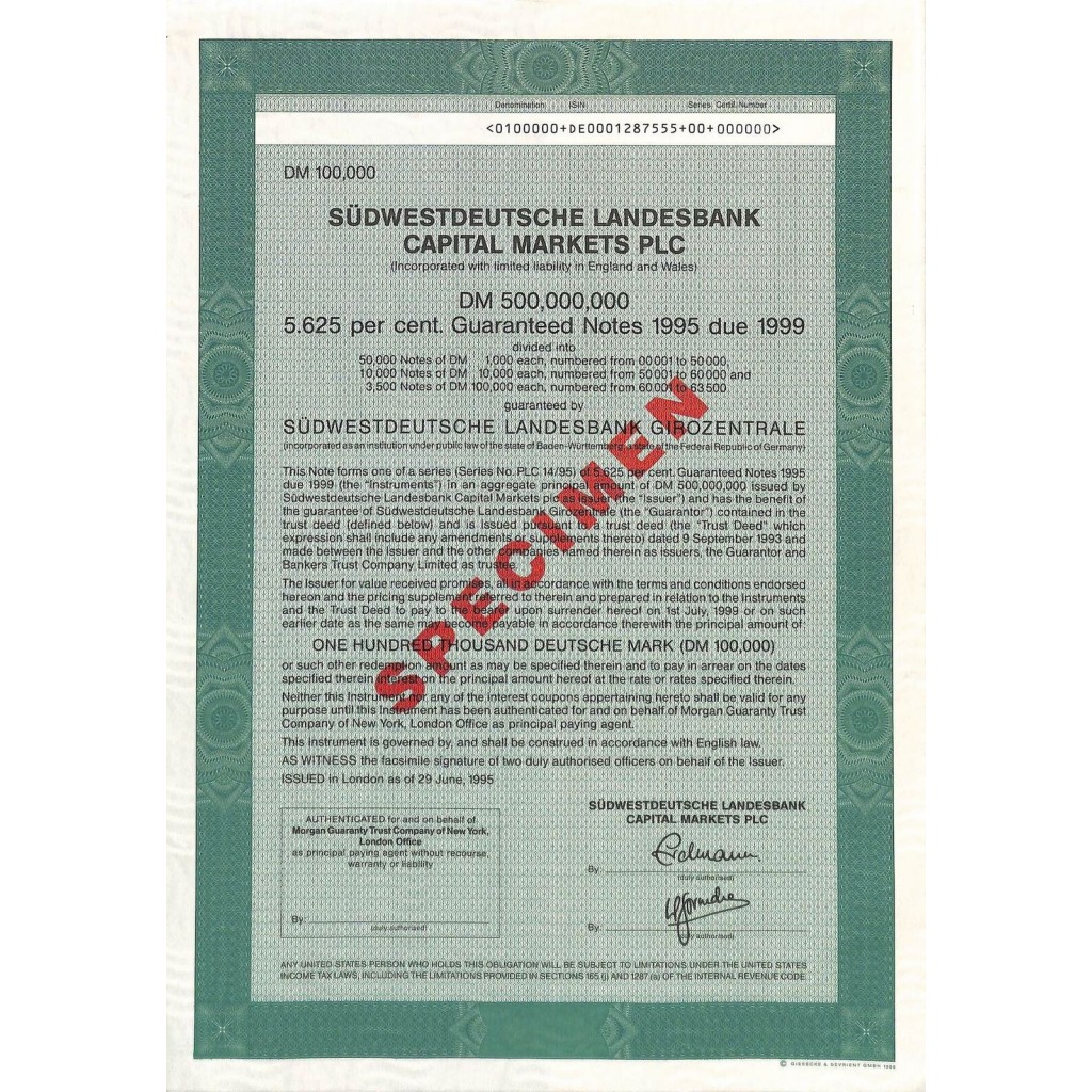 1995 - SUDWESTDEUTSCHE LANDESBANK CAPITAL...