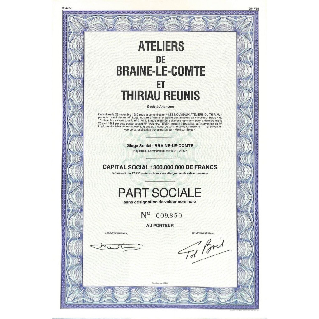1983 - ATELIERS DE BRAINE-LE-COMTE ET THIRIAU...