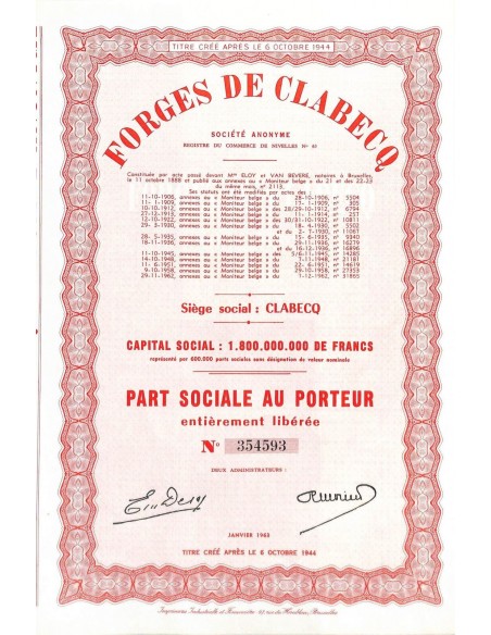 1963 - FORGES DE CLABECQ