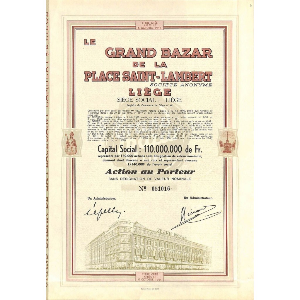 1950 - LE GRAND BAZAR DE LA PLACE SAINT-LAMBERT