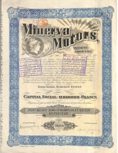 1911 - MINERVA MOTORS S.A. - PART SOCIAL SANS DESIGNATION...