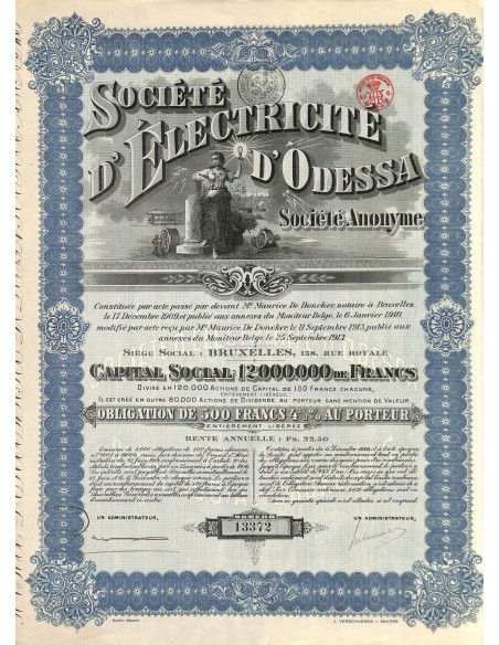 1913 - ÉLECTRICITÉ D'ODESSA  SOC. D'