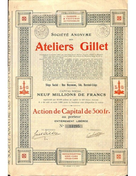 1926 - ATELIERS GILLET SOC. ANON.