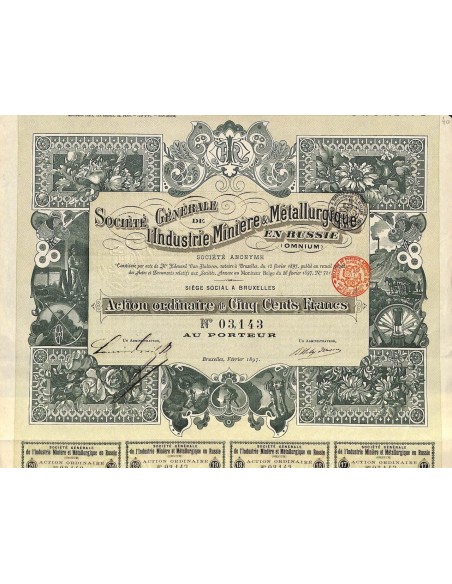 1897 - INDUSTRIE MINIERE ET METALLURGIQUE EN RUSSIE SOC. GEN.
