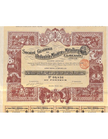 1897 - INDUSTRIE MINIERE ET METALLURGIQUE EN RUSSIE SOC. GEN.