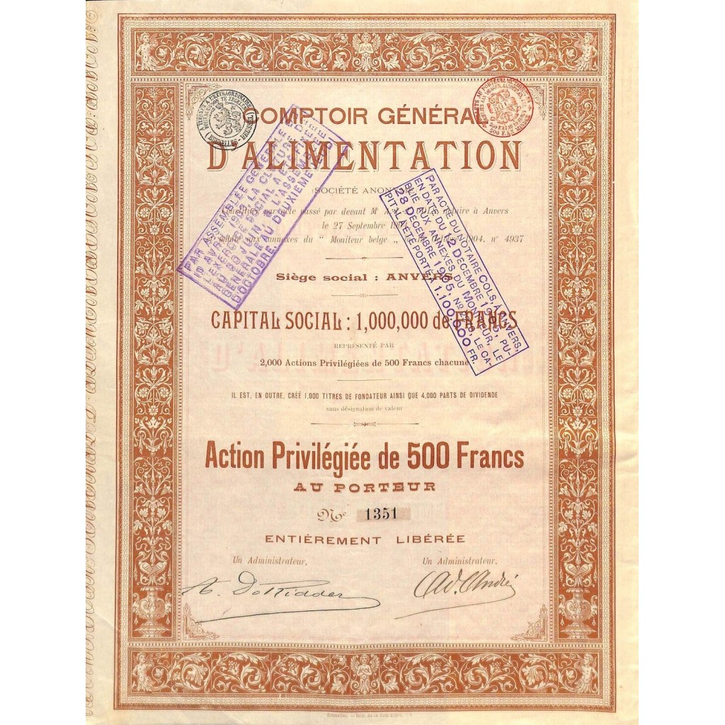 1904 - COMPTOIR GENERAL D'ALIMENTATION