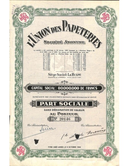 1949 - L'UNION DES PAPETERIES