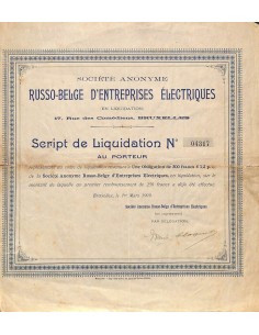 1909 - RUSSO-BELGE D'ENTREPRISES ÉLECTRIQUES SOC ANON.