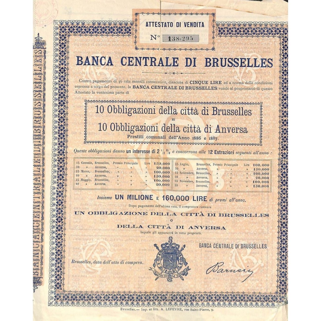 1887 - BANCA CENTRALE DI BRUSSELLES