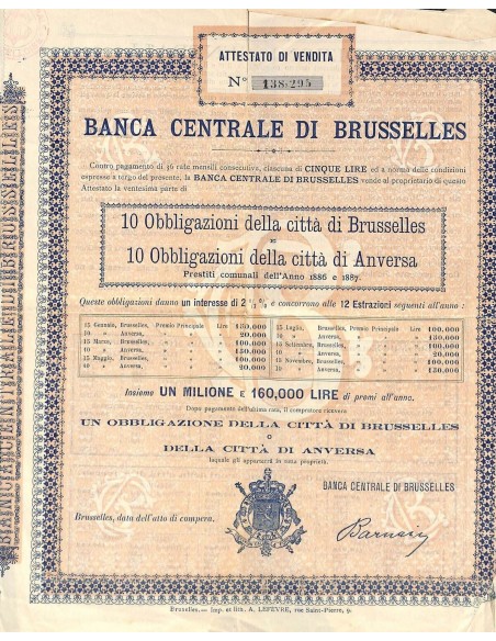 1887 - BANCA CENTRALE DI BRUSSELLES