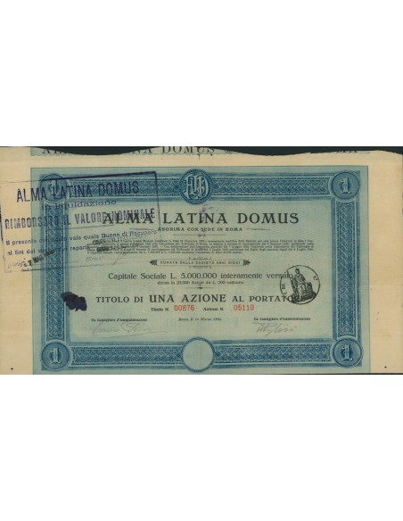 ALMA LATINA DOMUS - UNA AZIONE ROMA 1925