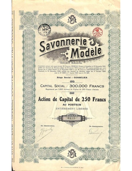 1921 - SAVONNERIE MODÈLE SOC. ANON.