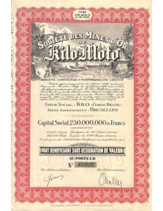 1944 - MINES D'OR DE KILO-MOTO SOC. DES - PART BENEFIC.