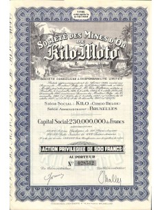 1944 - MINES D'OR DE KILO-MOTO SOC. DES - ACTION PRIVIL.