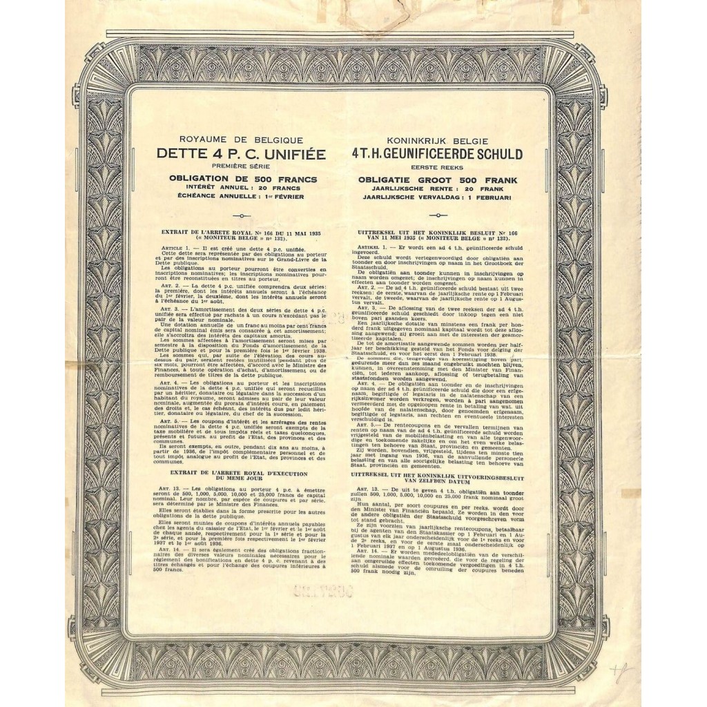 1935 - ROYAUME DE BELGIQUE