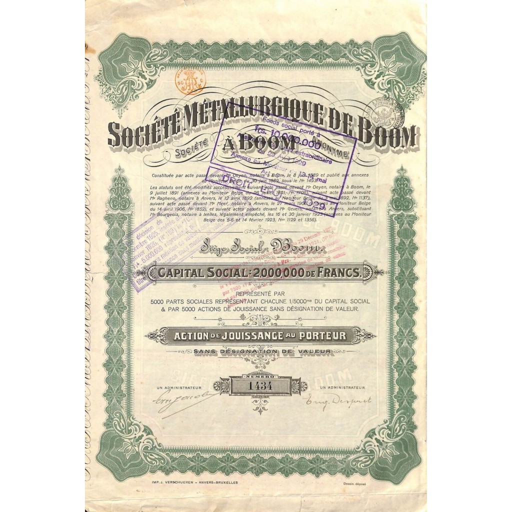 1923 - METALLURGIQUE DE BOOM SOC.