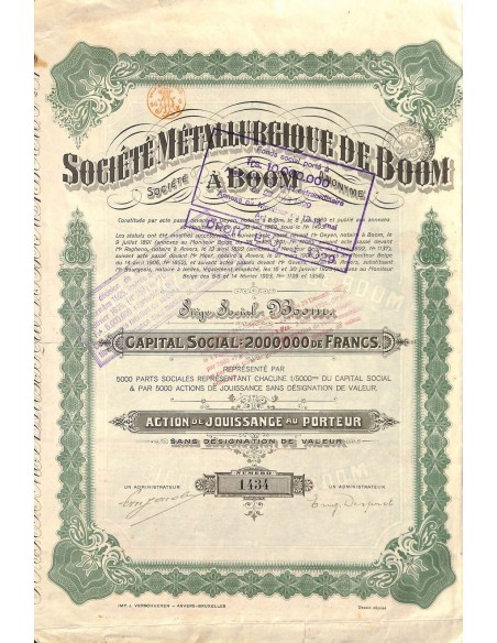 1923 - METALLURGIQUE DE BOOM SOC.
