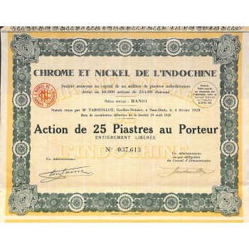 1928 - CHROME ET NICKEL DE L'INDOCHINE