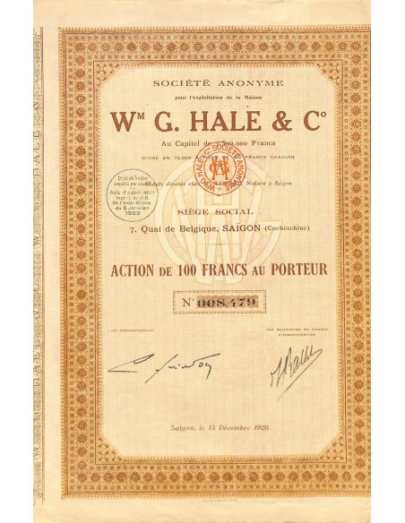 1928 - W. G. HALE E C. - SOC. ANON. POUR L'EXPLOITATION DE LA MAISON
