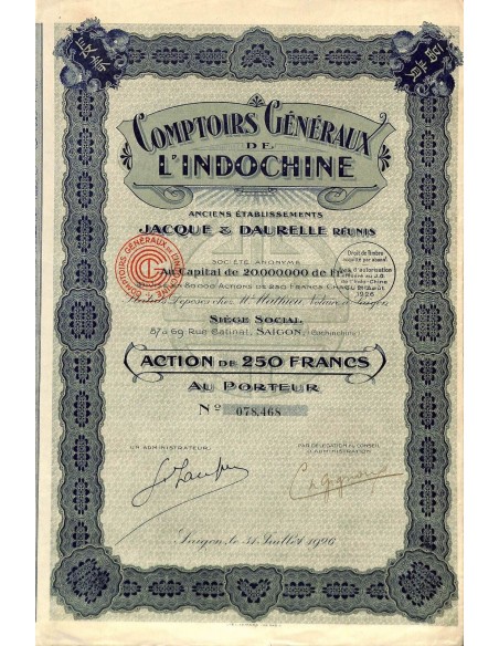 1926 - COMPTOIRS GENERAUX DE L'INDOCHINE