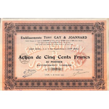 1923 - ETABLISSEMENTS TONY GAY ET JOANNARD