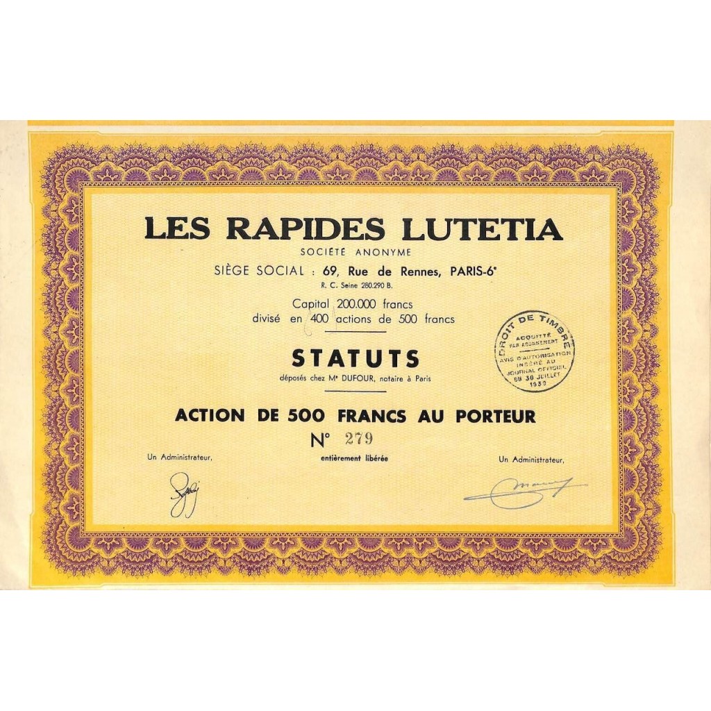 1939 - LES RAPIDES LUTETIA