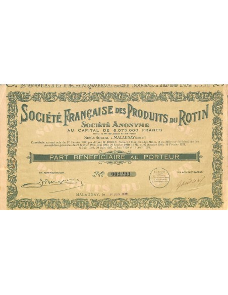 1930 - PRODUITS DU ROTIN SOC. FRANCAISE DES