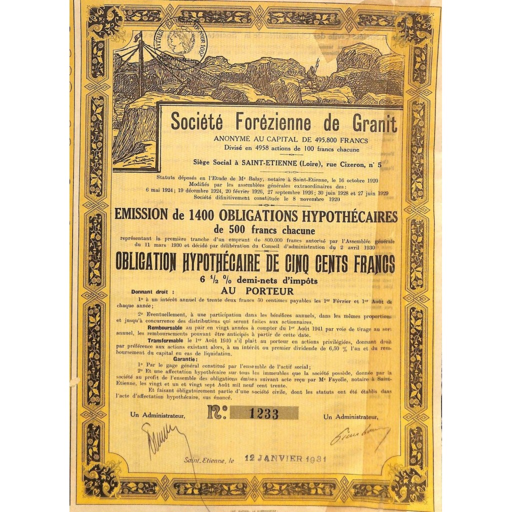 1931 - FOREZIENNE DE GRANIT SOC.