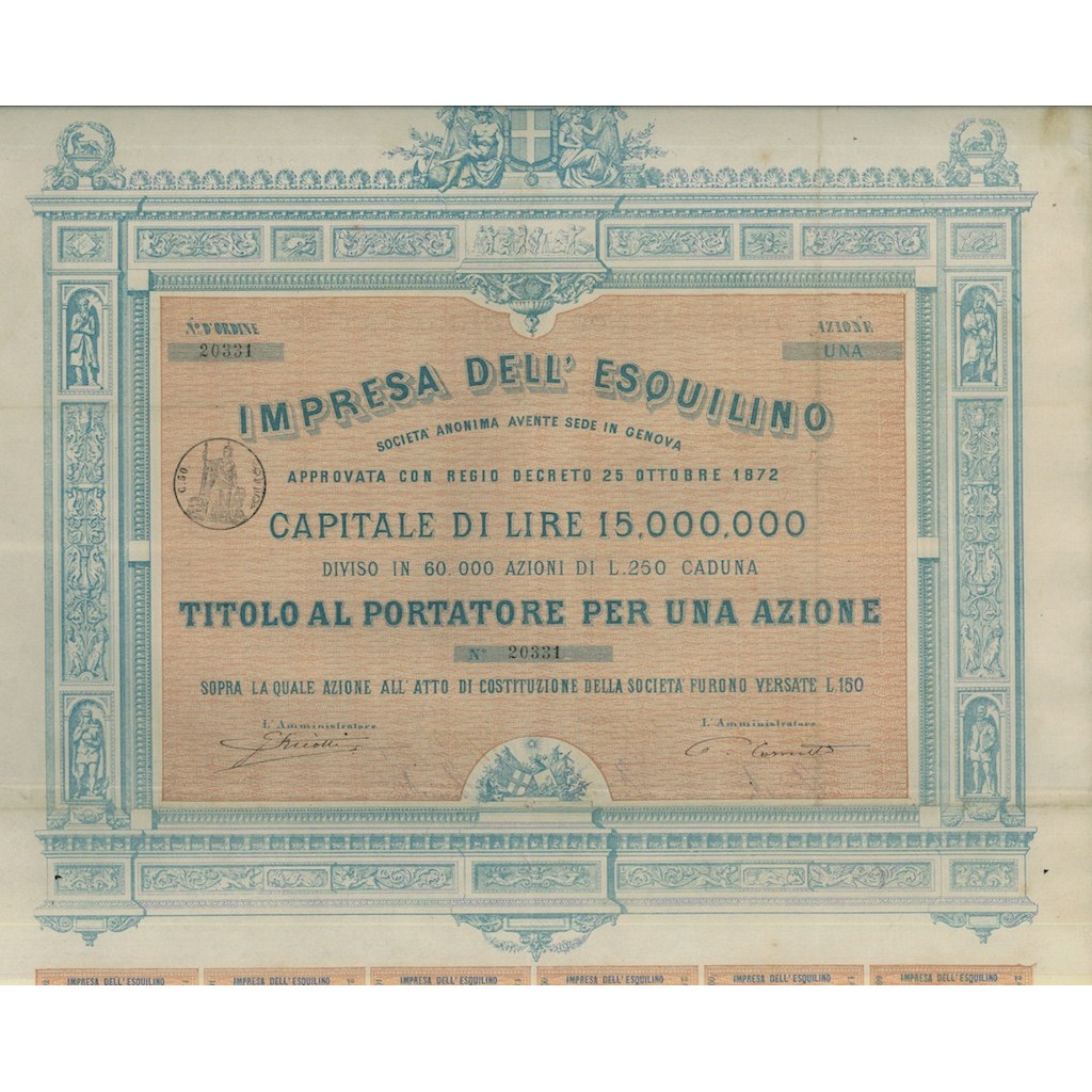 IMPRESA DELL'ESQUILINO SOC. ANONIMA IN GENOVA - 1 AZIONE