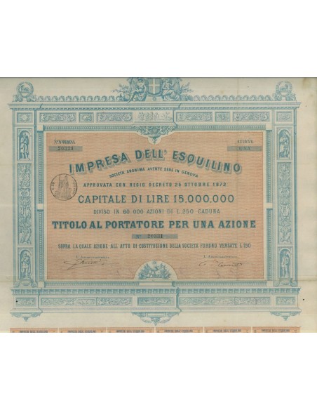 IMPRESA DELL'ESQUILINO SOC. ANONIMA IN GENOVA - 1 AZIONE