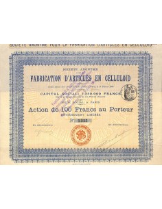 1908 - FABRICATION D'ARTICLES EN CELLULOID