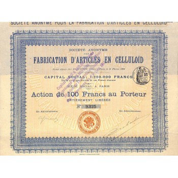 1908 - FABRICATION D'ARTICLES EN CELLULOID