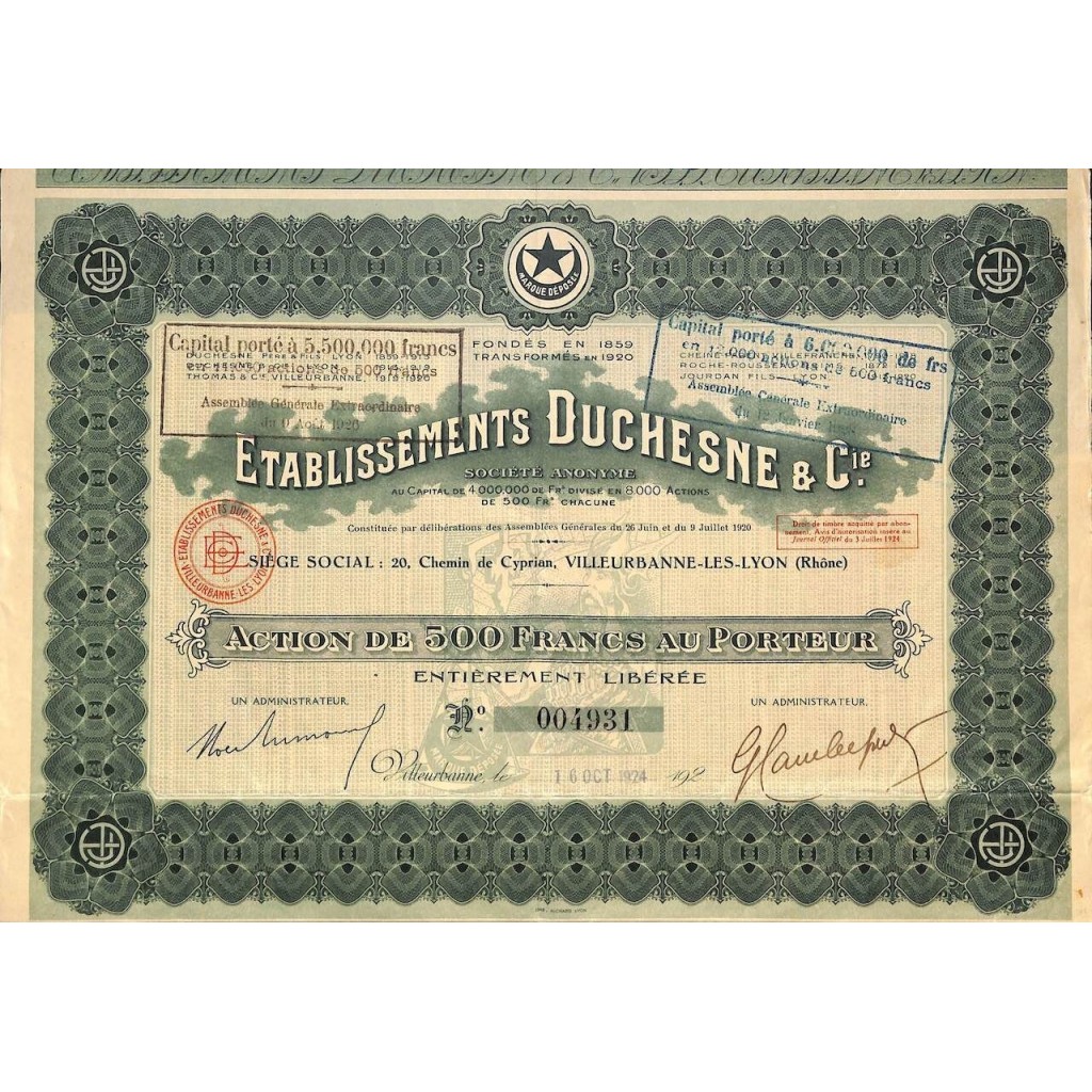 1924 - ETABLISSEMENTS DUCHESNE ET C.IE