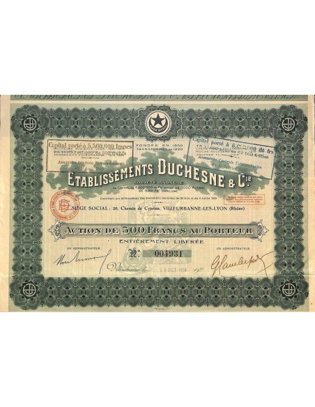 1924 - ETABLISSEMENTS DUCHESNE ET C.IE