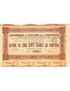 1928 - CARTONNERIE ET PAPETERIE DE LA MARQUETTE