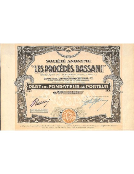 1922 - LES PROCEDES BASSANI SOC. ANON.