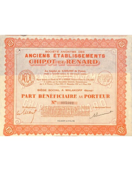 1928 - ANCIENS ETABLISSEMENTS CHIPOT ET RENARD