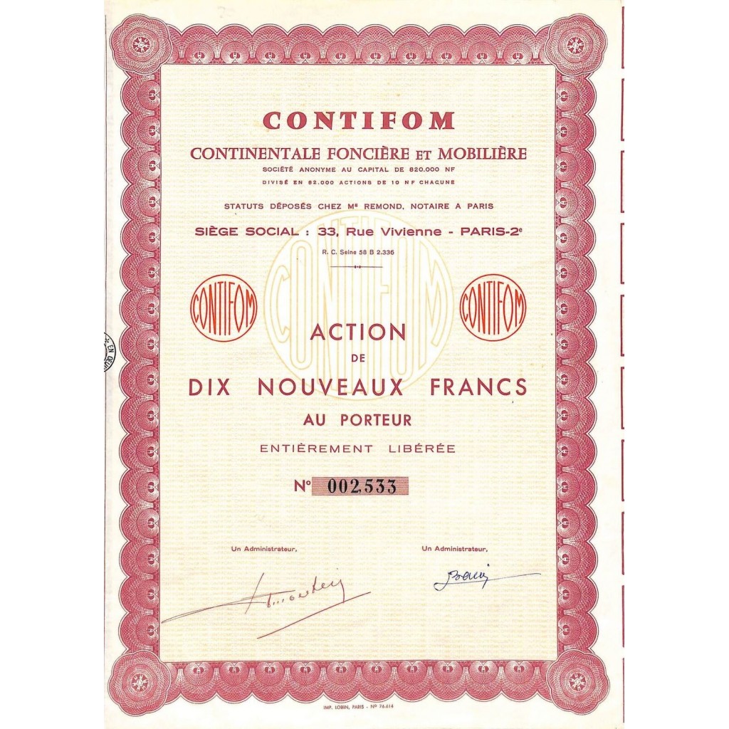 CONTIFOM - CONTINENTALE FONCIERE ET MOBILIERE