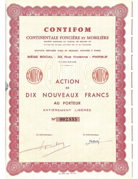 CONTIFOM - CONTINENTALE FONCIERE ET MOBILIERE