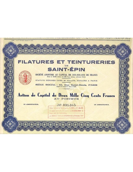 1959 - FILATURES ET TEINTURERIES DE SAINT-ÉPIN