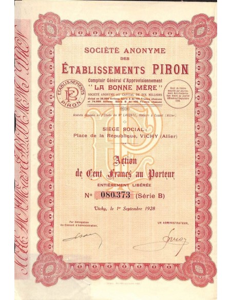 1928 - ETABLISSEMENTS PIRON SOC. ANON. DES