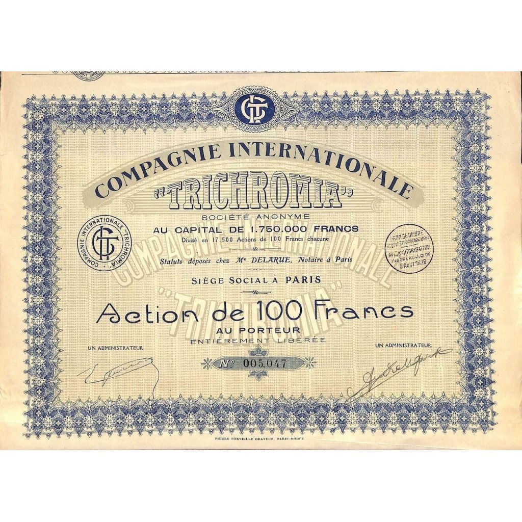 1928 - TRICHROMIA COMPAGNIE INTERNATIONALE