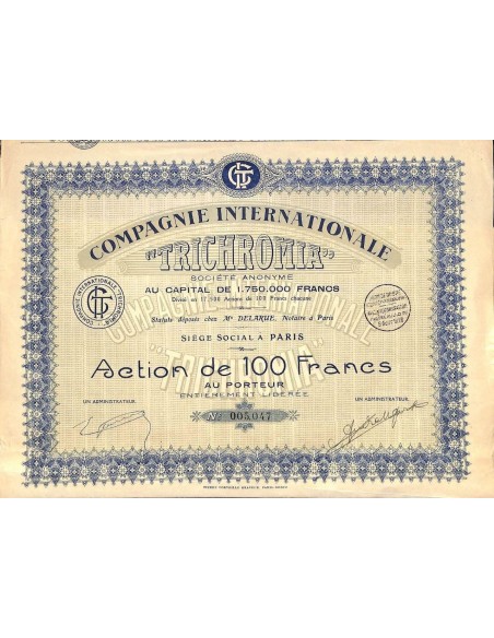 1928 - TRICHROMIA COMPAGNIE INTERNATIONALE