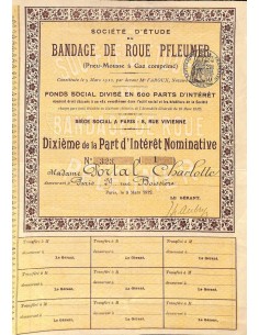 1912 - BANDAGE DE ROUE PFLEUMER SOC. D'ETUDE DU