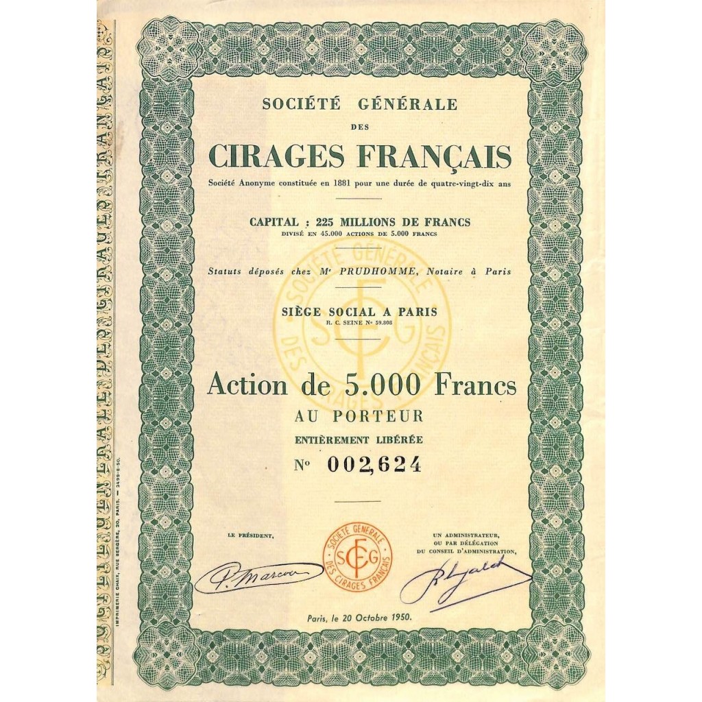 1950 - CIRAGES FRANCAIS SOC. GEN. DES