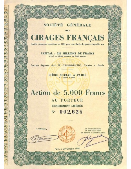 1950 - CIRAGES FRANCAIS SOC. GEN. DES