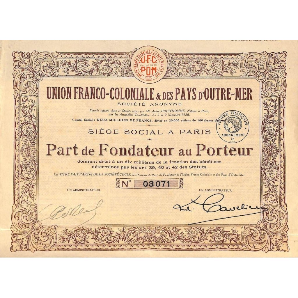 1926 - UNION FRANCO-COLONIALE ET DES PAYS...
