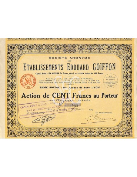 1925 - ETABLISSEMENTS EDOUARD GOIFFON