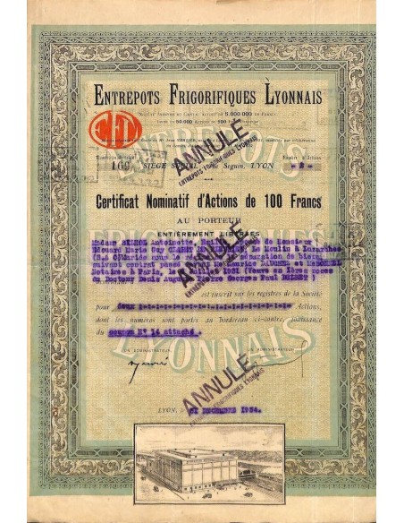 1934 - ENTREPOTS FRIGORIFIQUES LYONNAIS