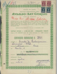ANSALDO - SAN GIORGIO 22 AZIONI GENOVA 1951